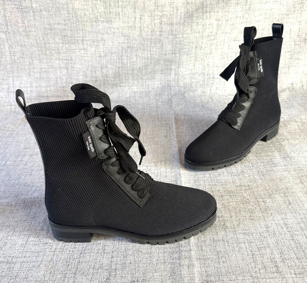 Kate Spade New York Merigue Knit Combat Boots Black 7B